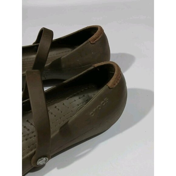Crocs Alice Mary Jane Work Sandals Size 10 Brown Slip On - Picture 2 of 9